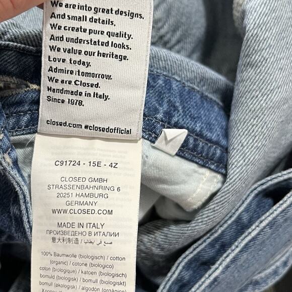 Free People CLOSED Dungaree Relaxed Denim Overalls Size 25 Blue Utility Retro - Picture 9 of 9